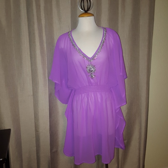 purple bathing suit cover up